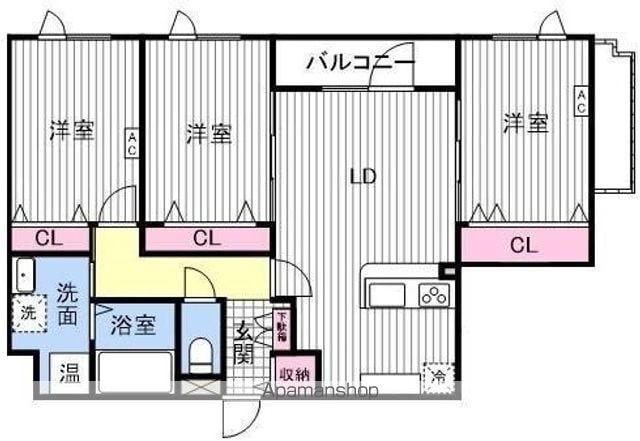 鍋島ハイツ1(3LDK/1階)の間取り写真
