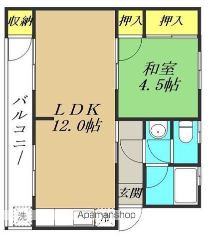 津川アパート(1LDK/1階)の間取り写真