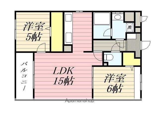 ソルファ姪浜駅南(2LDK/2階)の間取り写真