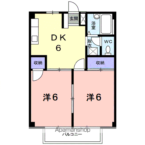 シティハイツ矢吹(2DK/1階)の間取り写真