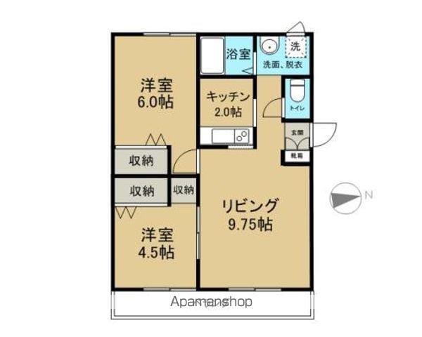 ヴァイオレット浜田(2LDK/2階)の間取り写真