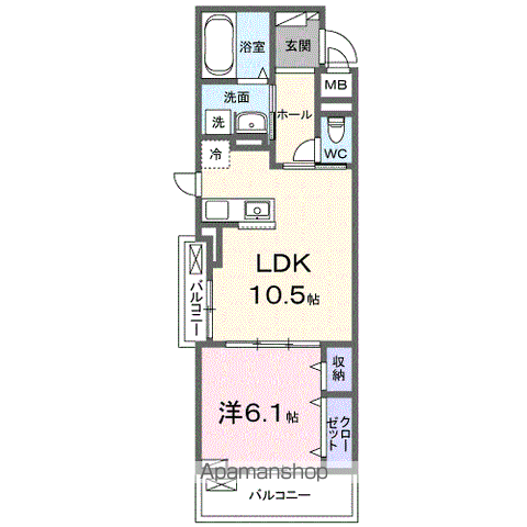 フィオーレ(1LDK/2階)の間取り写真