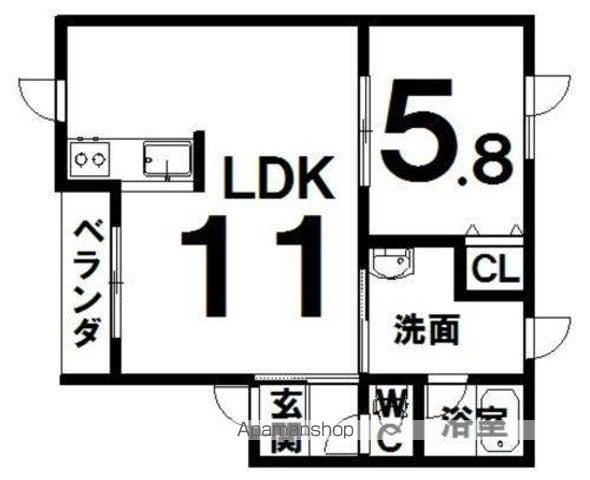 ラ・パーチェ緑ヶ丘(1LDK/1階)の間取り写真