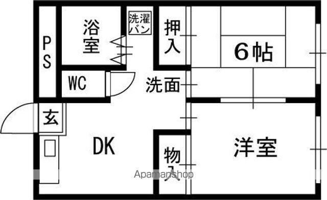 グリーンピア守口(2DK/6階)の間取り写真
