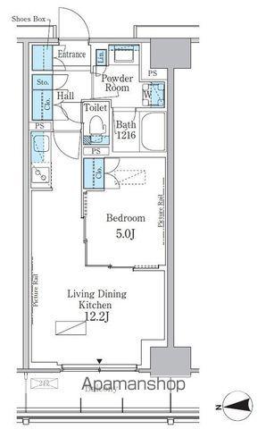 パークアクシス新宿百人町(1LDK/1階)の間取り写真