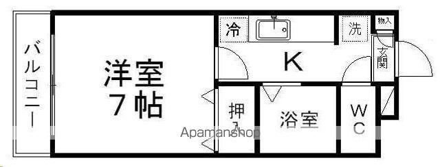 ソレイユ宮城野Ⅰ(1K/1階)の間取り写真