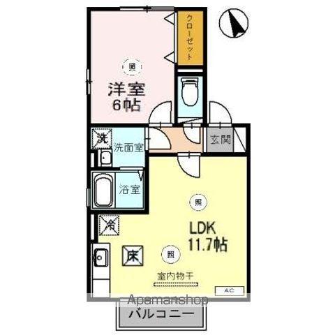 リバーサイドハイツ(1LDK/1階)の間取り写真