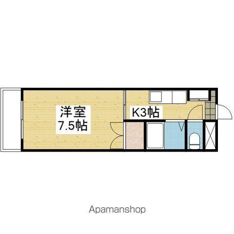 ブルースカイ朝日ヶ丘(1K/1階)の間取り写真