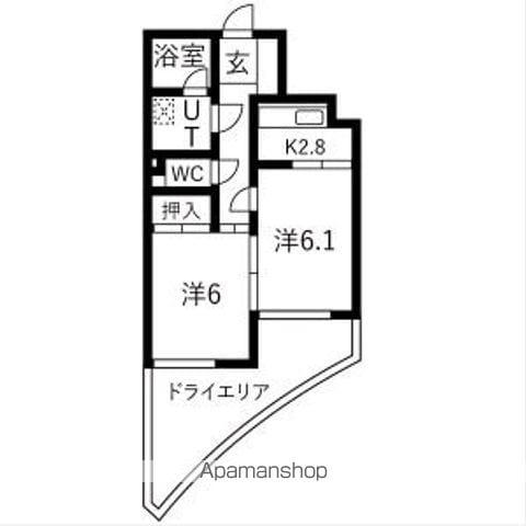 ラウムズ虹ヶ丘(2K/1階)の間取り写真