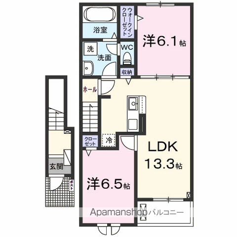 カウンシルヴェールⅡ(2LDK/2階)の間取り写真