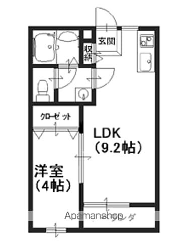 ラ・カーサ秋山(1LDK/1階)の間取り写真