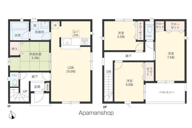 京成電鉄千原線 大森台駅 バス乗車時間:4分 千葉東病院バス停で下車 徒歩10分 2階建 築1年(4LDK)の間取り写真