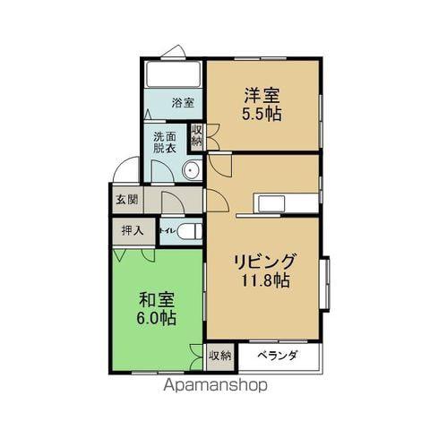 クレインズガーデン(2LDK/2階)の間取り写真