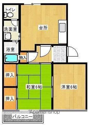 タウニィ樹 B(2DK/2階)の間取り写真