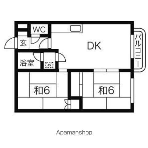梅田マンション(2LDK/1階)の間取り写真