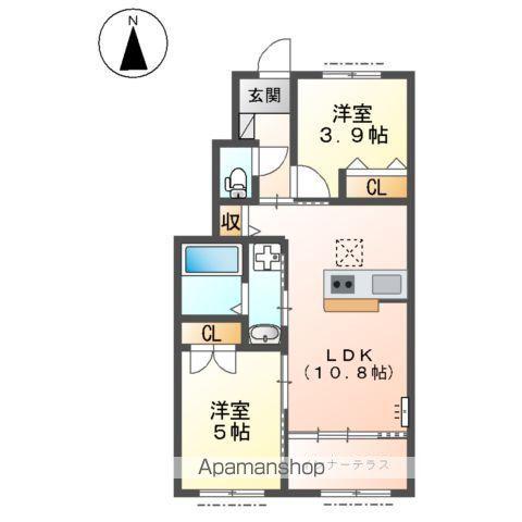 ヴォレアス(2LDK/1階)の間取り写真