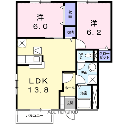 サニーヒルⅡ(2LDK/1階)の間取り写真