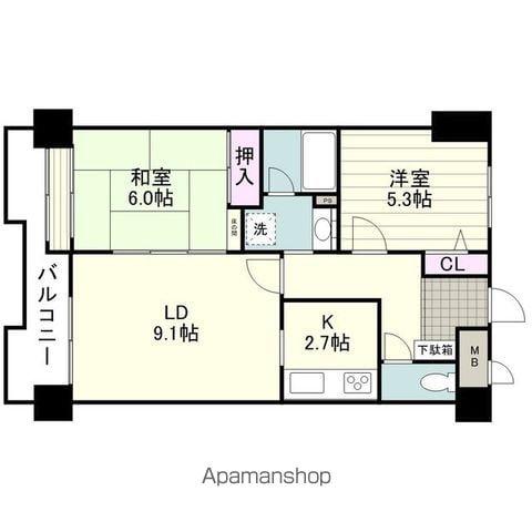 朝日プラザ田上(2LDK/1階)の間取り写真