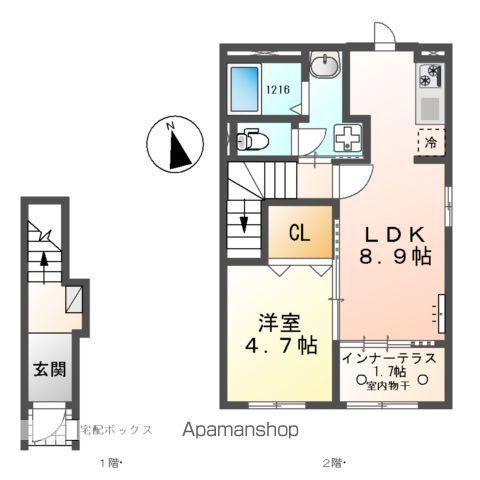 フルール(1LDK/2階)の間取り写真