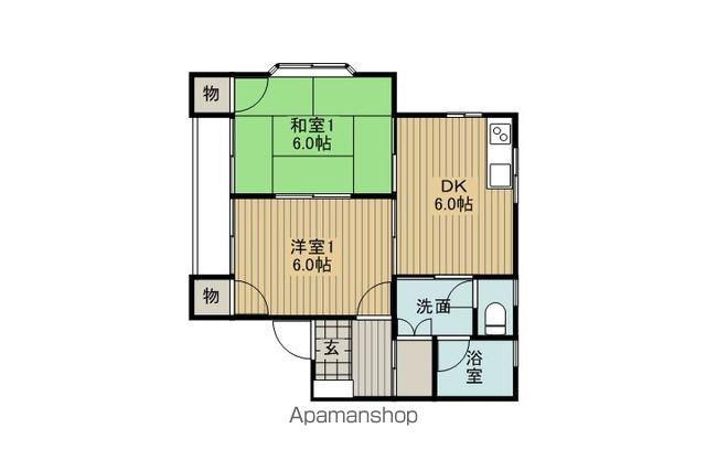 パークコート中大塩(2DK/1階)の間取り写真