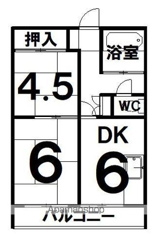 エスレイアⅠ(2DK/2階)の間取り写真
