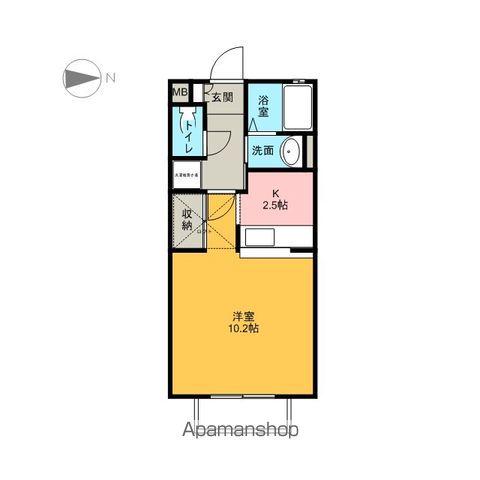 ボヌールN(ワンルーム/2階)の間取り写真