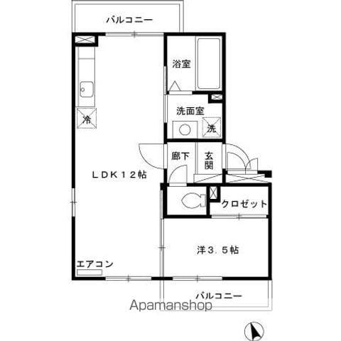 グリーンパーク(1LDK/2階)の間取り写真