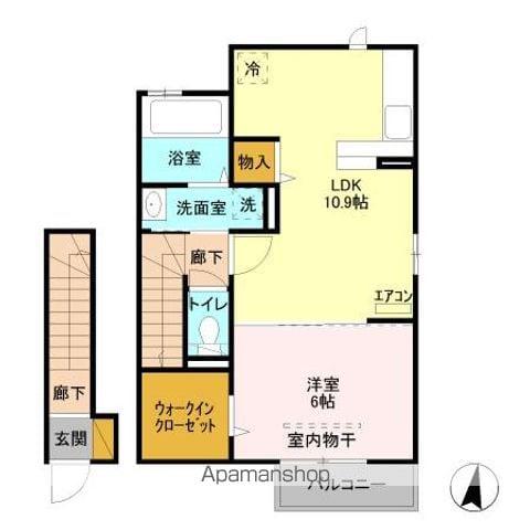 ウィット薬円台(1LDK/2階)の間取り写真