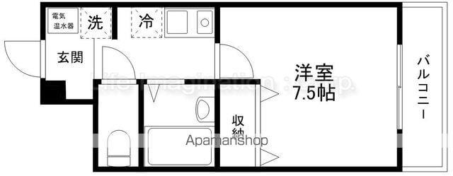 アムフルース2(1K/1階)の間取り写真