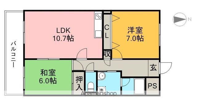 ハイツ鹿持(2LDK/2階)の間取り写真