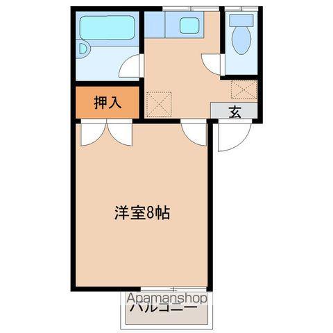 八木山ハイツ(1K/2階)の間取り写真