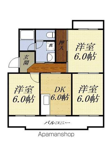 エステート半田山(3DK/3階)の間取り写真