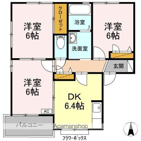 クロリスA(3DK/2階)の間取り写真