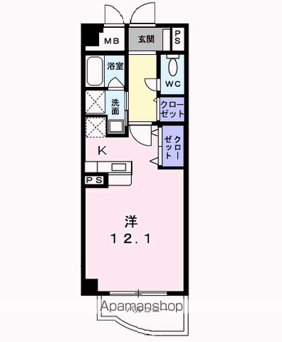 CON BRIO(ワンルーム/3階)の間取り写真