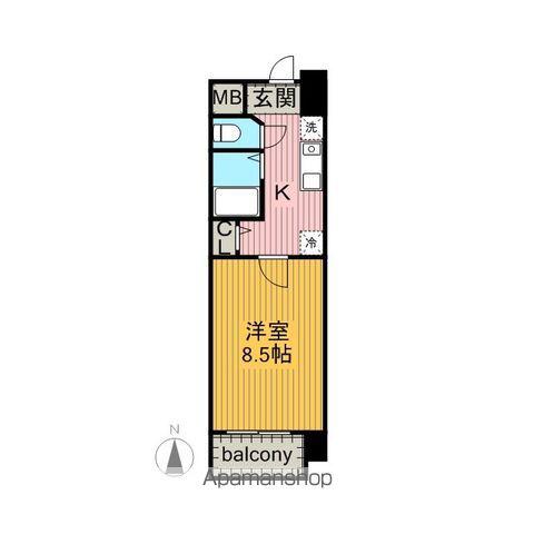 クレスト覚王山(1K/6階)の間取り写真