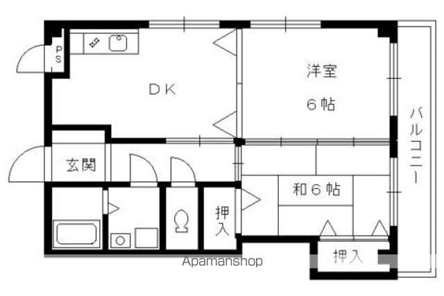 リベラシオン稲荷(2DK/5階)の間取り写真