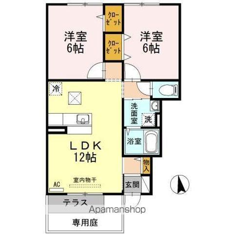 セジュールコート A・B棟(2LDK/1階)の間取り写真