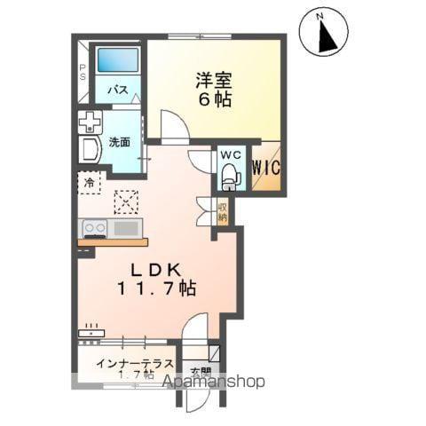エクシード中ノ目(1LDK/1階)の間取り写真