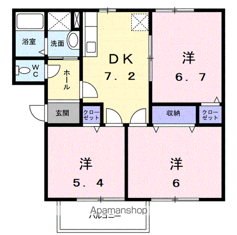 ハイツFLOWER(3DK/1階)の間取り写真