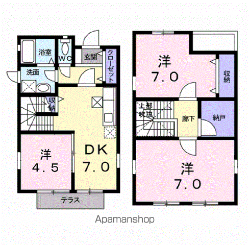 東北本線 郡山駅(福島) バス乗車時間:10分 並木4丁目バス停で下車 徒歩2分 2階建 築23年(3DK)の間取り写真