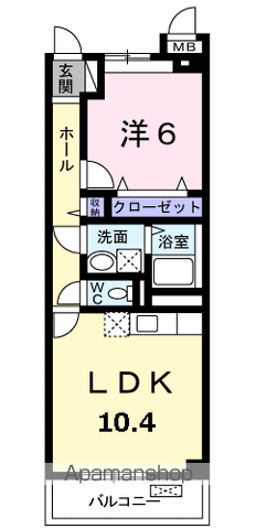 ベル ディーア(1LDK/2階)の間取り写真