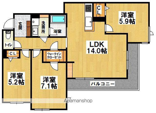GRANDIR ウエスト(3LDK/3階)の間取り写真