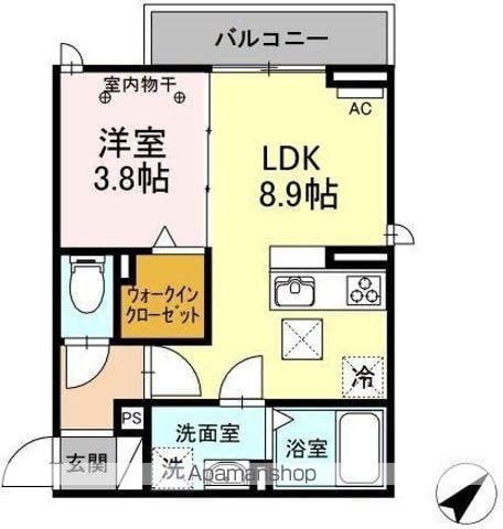 ONE UNIVERSITY PLACEワンユニバーシティプレ(1LDK/1階)の間取り写真