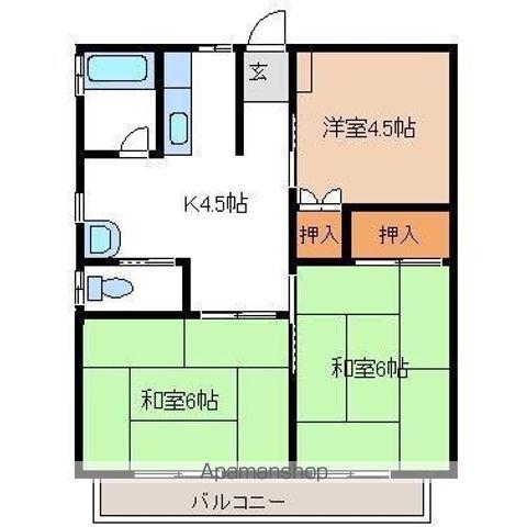 コーポ桑原(3K/2階)の間取り写真