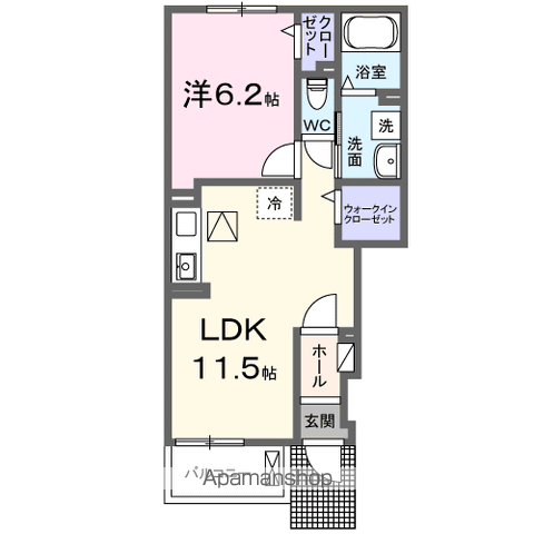 レニーレⅡ(1LDK/1階)の間取り写真