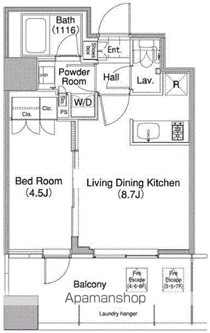 コンフォリア東池袋ウエスト(1DK/7階)の間取り写真