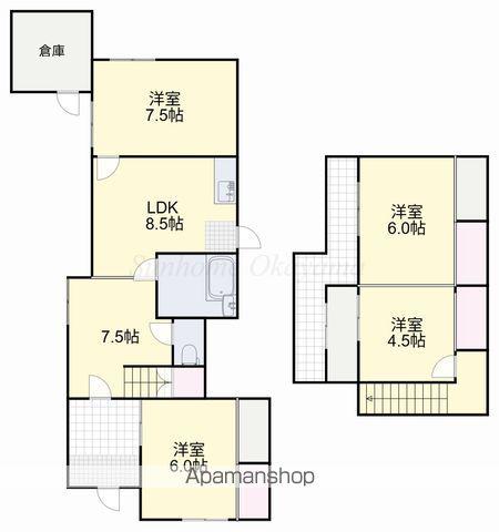 岡山電軌東山本線 東山・おかでんミュージアム駅駅 徒歩16分 2階建 築53年(4LDK)の間取り写真