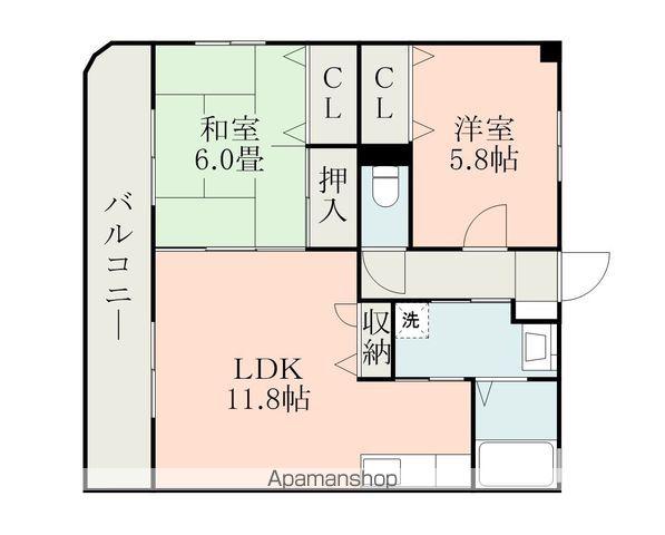 アルカディア桜木(2LDK/3階)の間取り写真