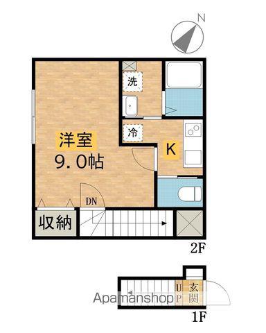 グランコート高尾町Ⅲ(1K/1階)の間取り写真