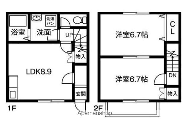 名鉄常滑線 榎戸駅(愛知) 徒歩8分 2階建 築27年(2DK)の間取り写真
